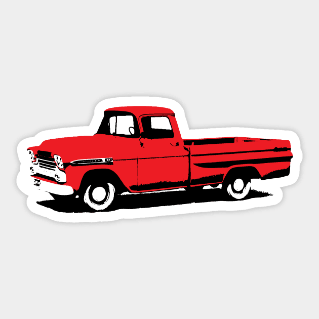 Red Pickup Truck Sticker by Wright Art